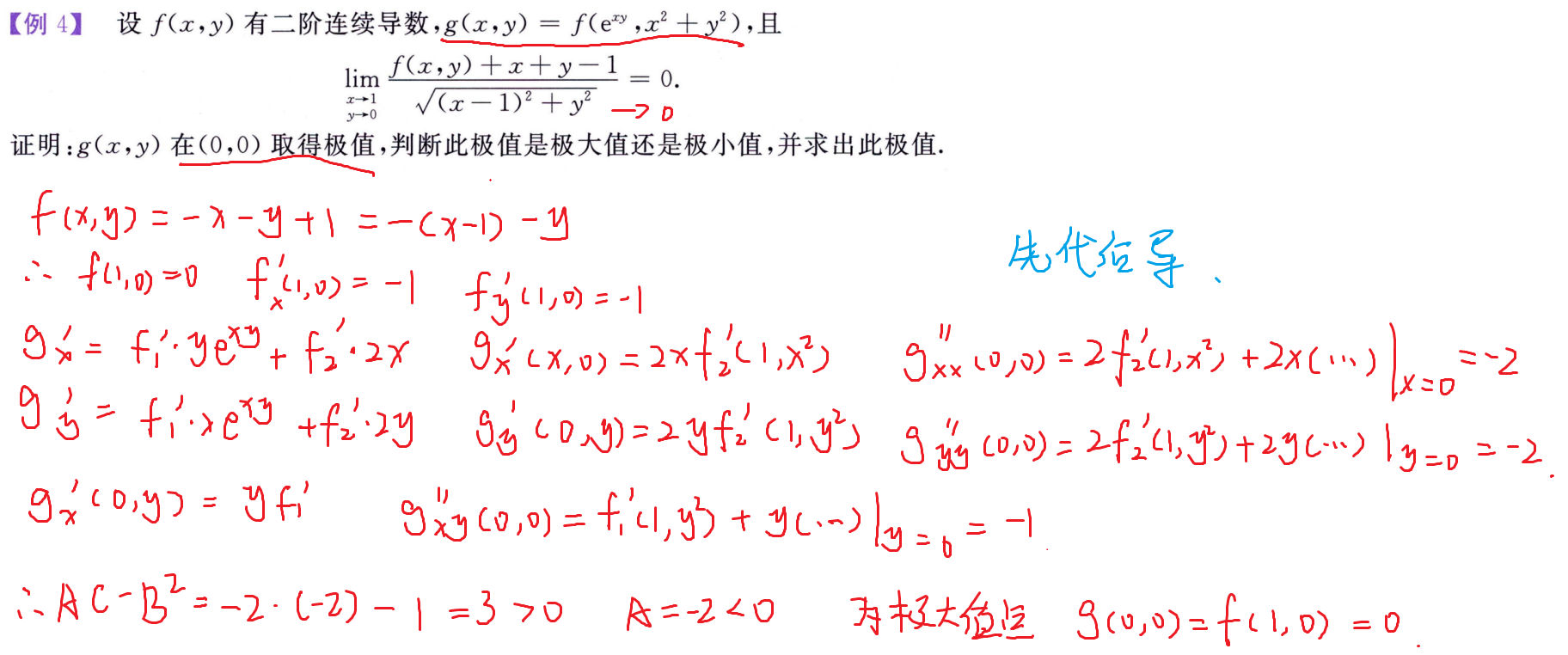 判断极值点 先代后导